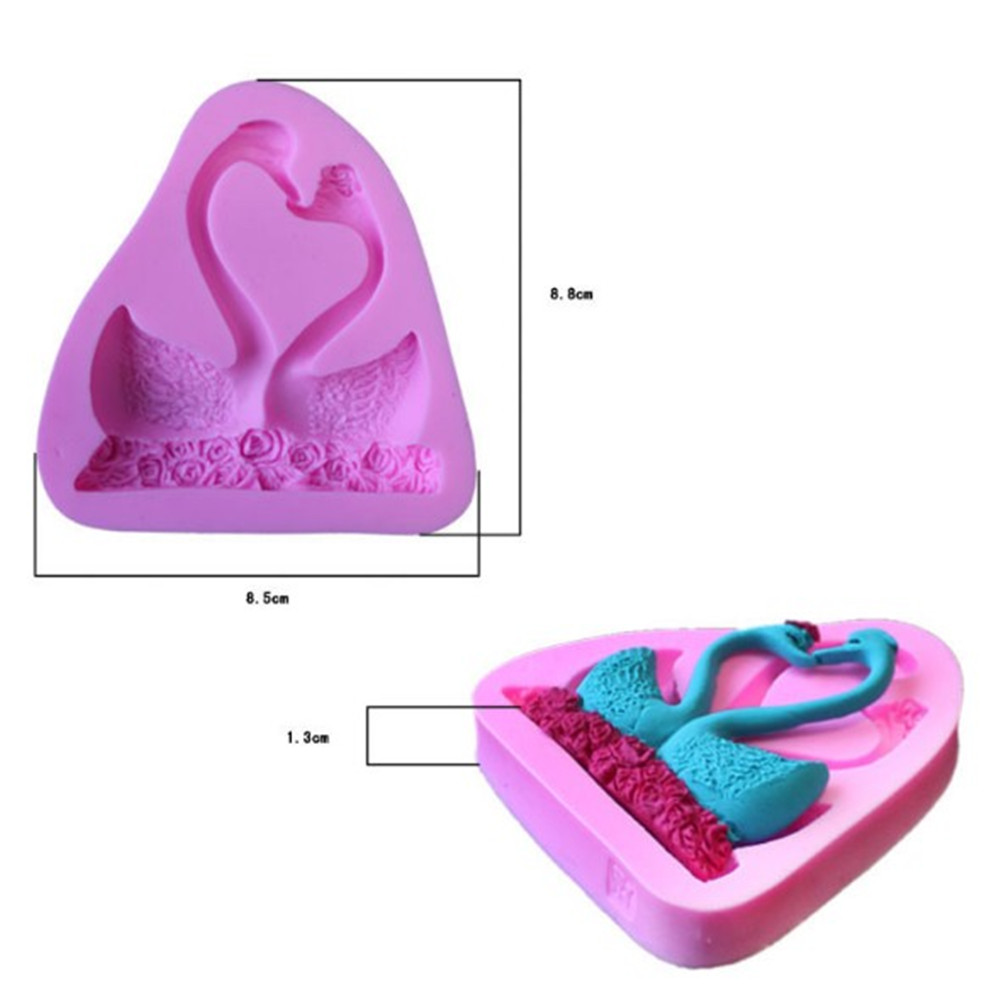 Silicone Double Swan Cake Skirt Candy Model