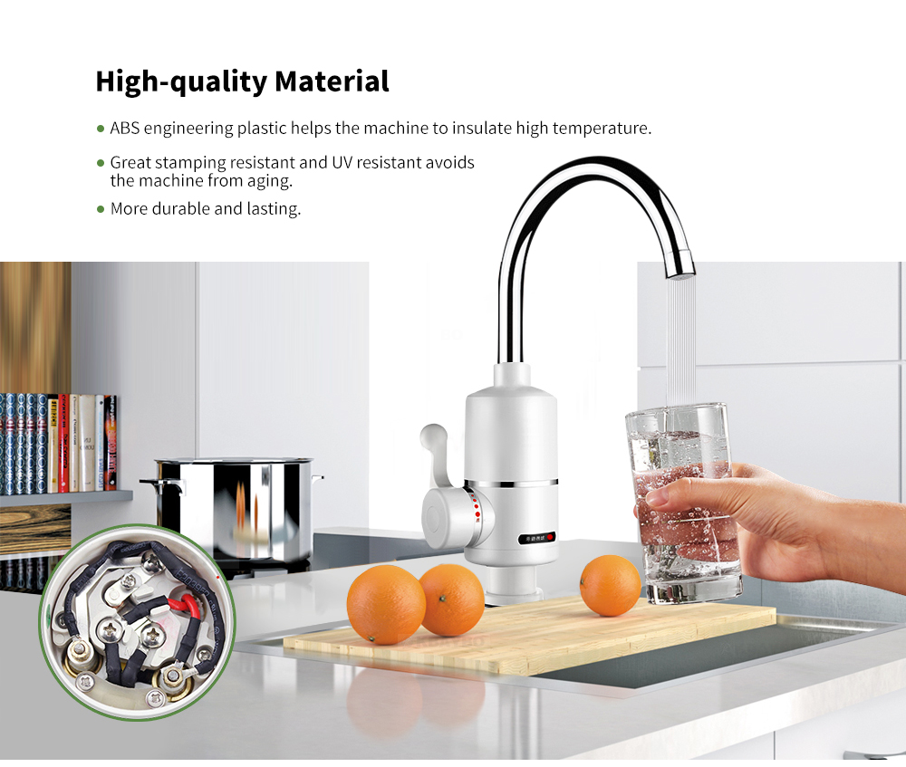 Instantaneous Heating Electric Faucet 360 Degrees Rotation Kitchen Household Goods - Milk White