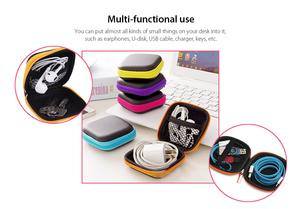 Hot Mini Zipper Hard Headphone Case PU Earphone Storage Bag Protective USB Cable Organizer Portable Earbuds Pouch Box