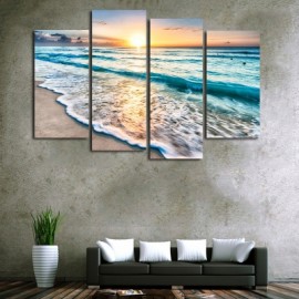 Sunset Beach Frameless Printed Canvas Art Print 4PCS