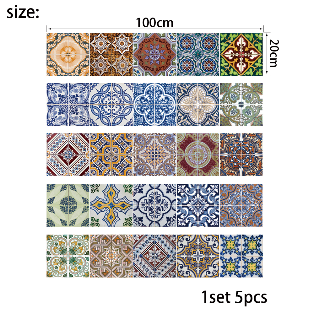 CZ001 3D Tile Floor Wall Sticker 5PCS